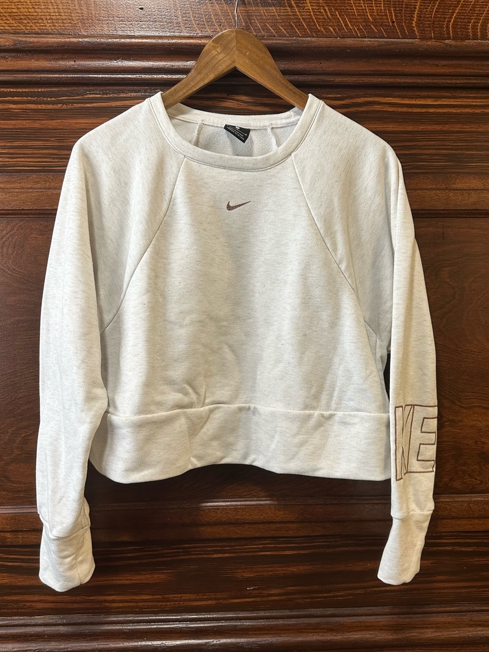Nike Women's Dri-FIT Get Fit Cropped Crewneck Sweatshirt Off-White M